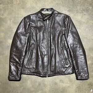 Vintage 60s Beau Breed Brown Cafe Racer Leather Jacket